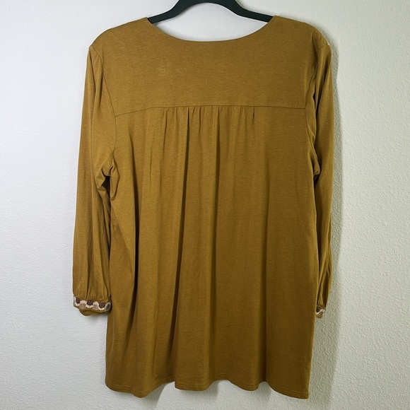 J. Jill Embroidered Boho Tunic Top Size M Cotton Tencel Blend - Picture 9 of 10